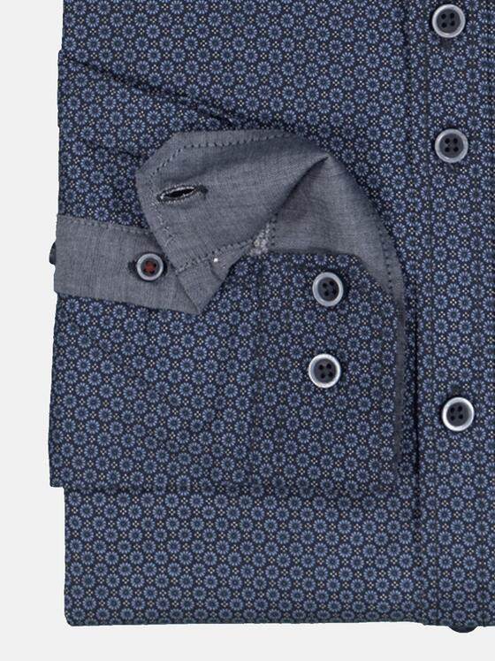 engbers Herren Langarm-Hemd gemustert Blau 36054