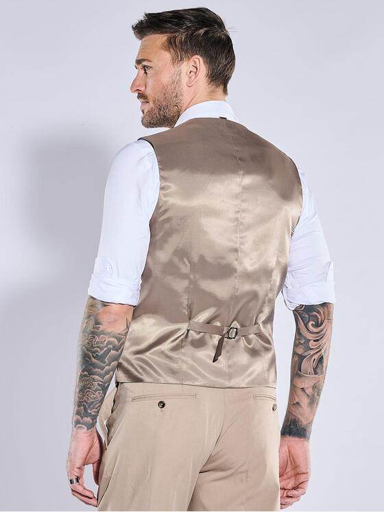emilio adani Herren Anzug-Weste  slim fit Beige 38459