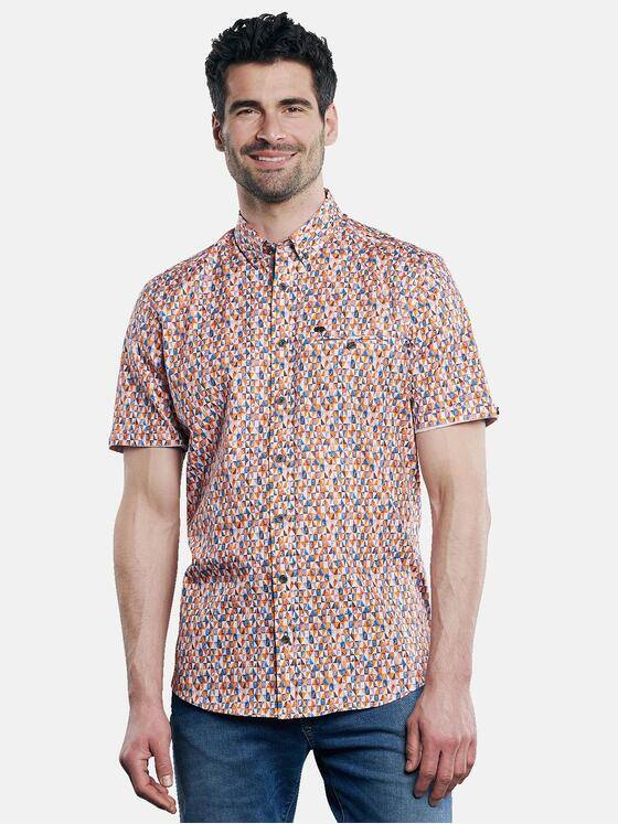engbers Herren Kurzarm-Hemd mit All-Over Print Dunkelorange 31718