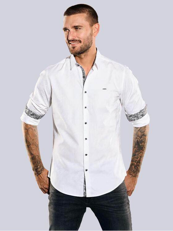 emilio adani Herren Langarm-Hemd uni Weiß 35311
