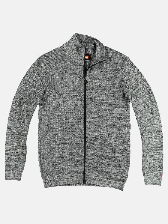 emilio adani Herren kuschelige Strickjacke aus mouliniertem Garn Grau 28943