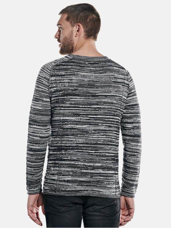 emilio adani Herren Pullover rundhals gestreift Grau 32097
