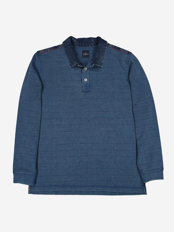 engbers Herren Langarm-Shirt mit Polo-Kragen Royalblau 38183