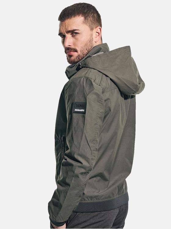 emilio adani Herren Sportive Outdoor-Jacke mit abnehmbarer Kapuze Khaki 31040
