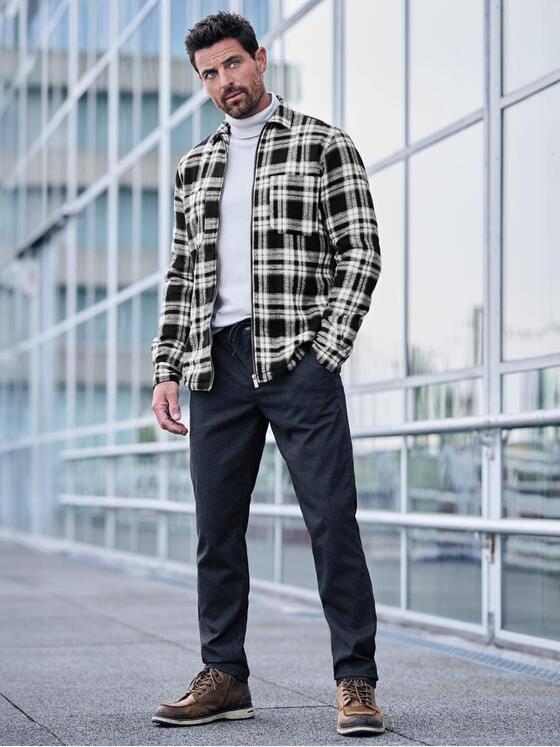 engbers Herren Overshirt kariert Schwarz 37395