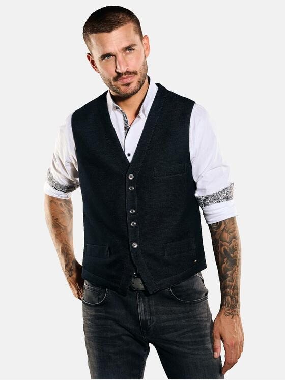 emilio adani Herren Sakko-Weste slim fit Schwarz 35264