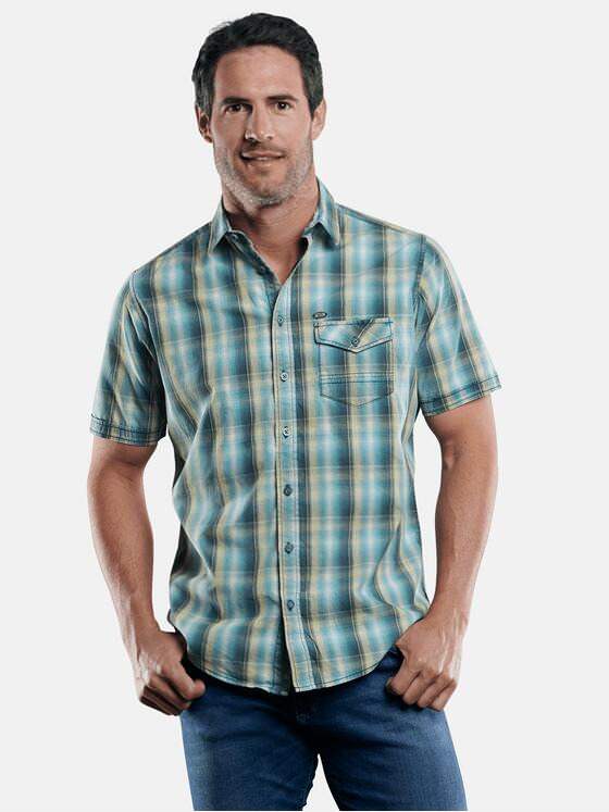 engbers Herren Kariertes Halbarmhemd Limonengelb 29091