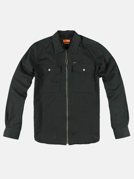 emilio adani Herren Langarm-Hemd im Overshirt-Design Schwarz 31952