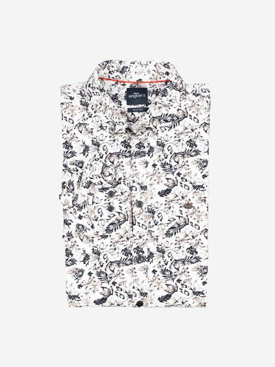 engbers Herren Jersey-Hemd slim fit Braunbeige 38173