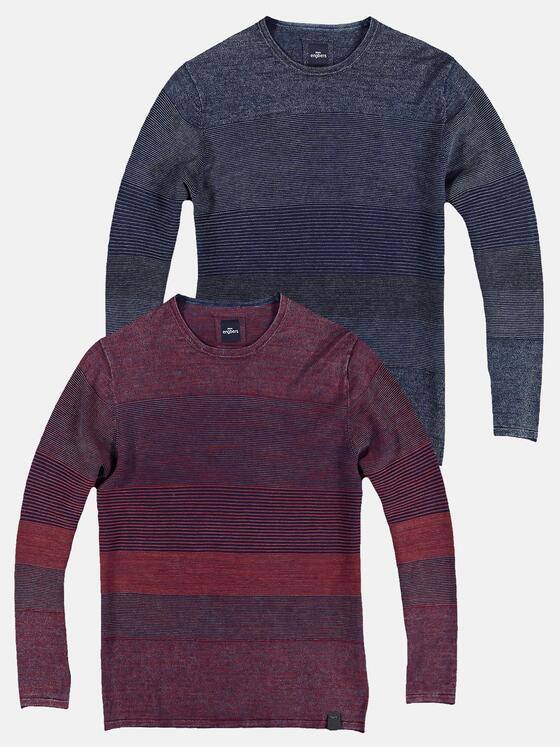 engbers Herren Pullover mit Ringelmusterung Magenta 28919