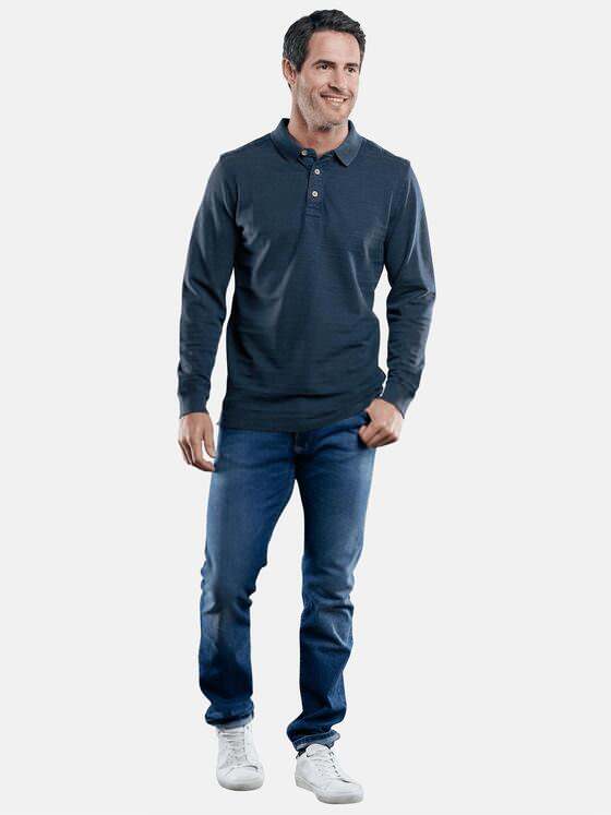 engbers Herren Poloshirt langarm Indigoblau 29234