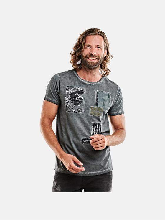 emilio adani Herren Rundhals T-Shirt Grau 26368