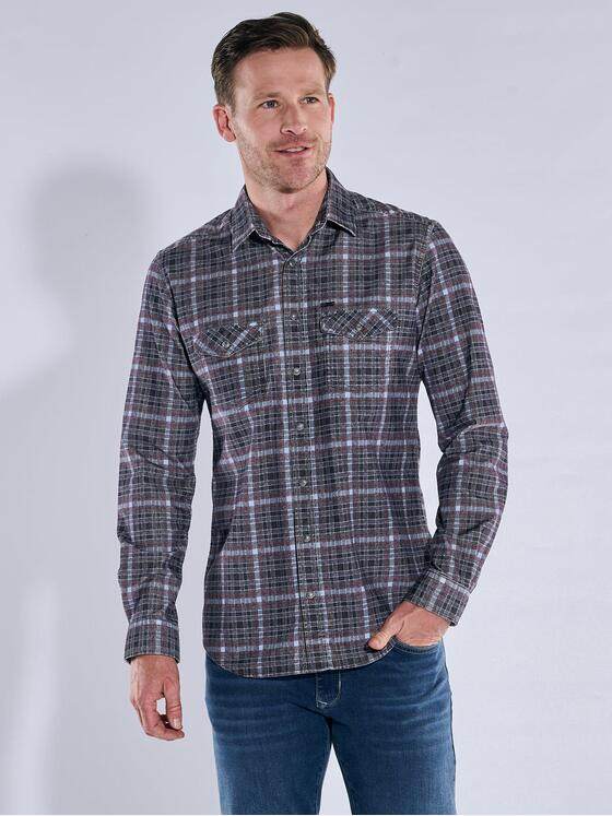 engbers Herren Langarm-Hemd gemustert Grau 39468