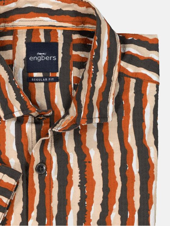 engbers Herren Kurzarm-Hemd gestreift Rostorange 36624