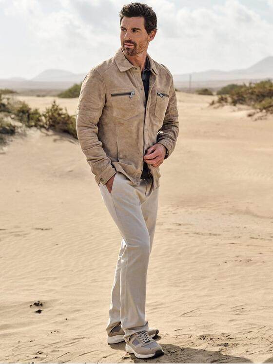 engbers Herren Leichte Velourslederjacke Beige 40403