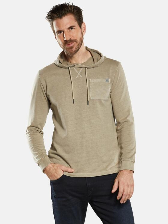 ENGBERS GERMANY Herren Langarmshirt mit Kapuze Beige 34527