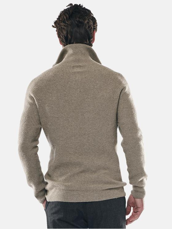 ENGBERS GERMANY Herren Stilvoller Pullover mit Polokragen Braunbeige 30525