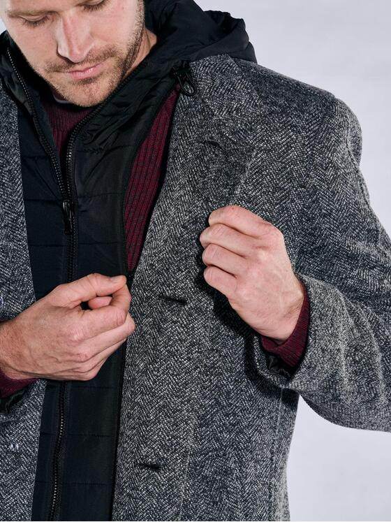 engbers Herren Mantel mit abnehmbarer Kapuze Silbergrau 37538
