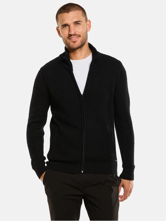 emilio adani Herren Cardigan strukturiert Schwarz 34083