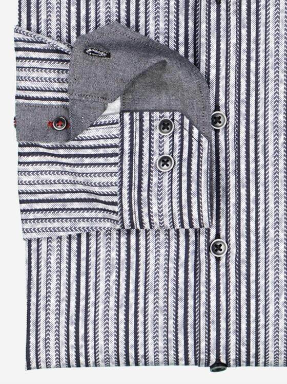 engbers Herren Langarm-Hemd gestreift Schwarz 38110