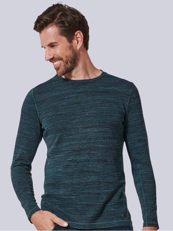 engbers Herren Langarm-Shirt gestreift Türkis 35235