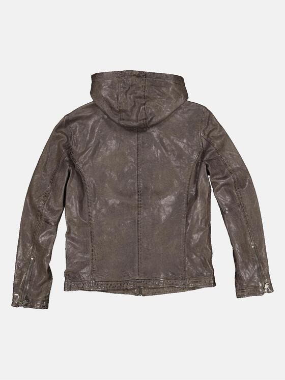 emilio adani Herren Lederjacke Kapuze Braun 32413