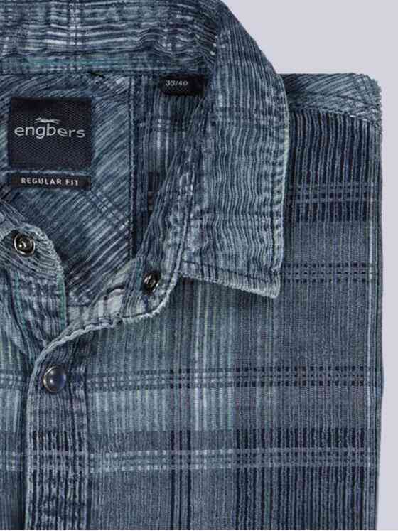 engbers Herren Langarm-Hemd kariert Petrolgruen 39209