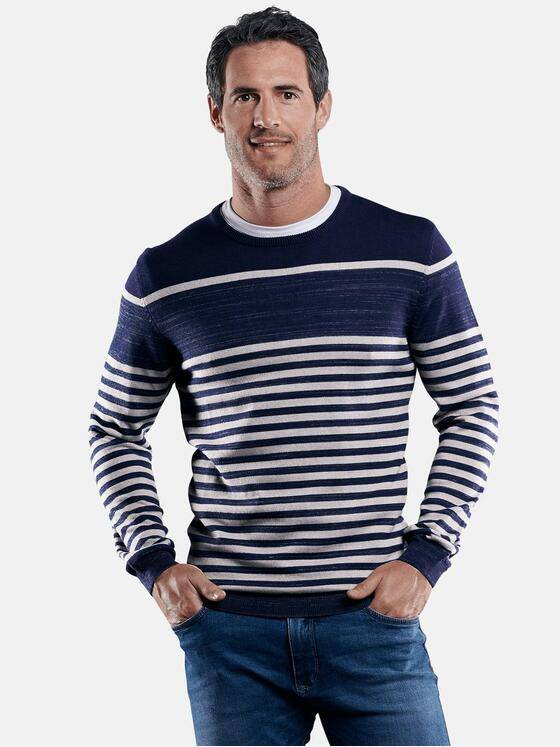 engbers Herren Gestreifter Pullover Marineblau 29606