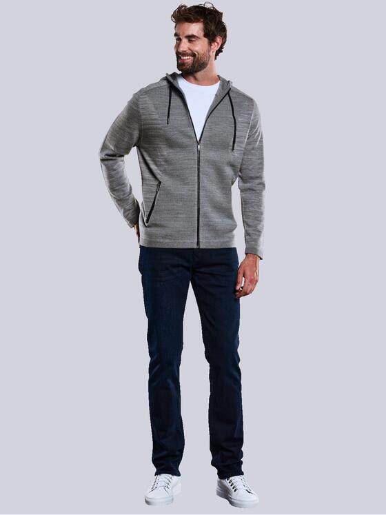 ENGBERS GERMANY Herren Cardigan mit Kapuze Silbergrau 33942