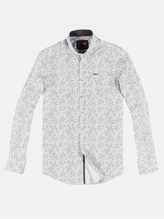 emilio adani Herren Langarmhemd mit Print Weiß 30328