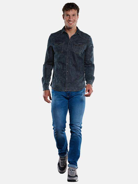 engbers Herren Langarm-Hemd im Overshirt-Design Blau 33369