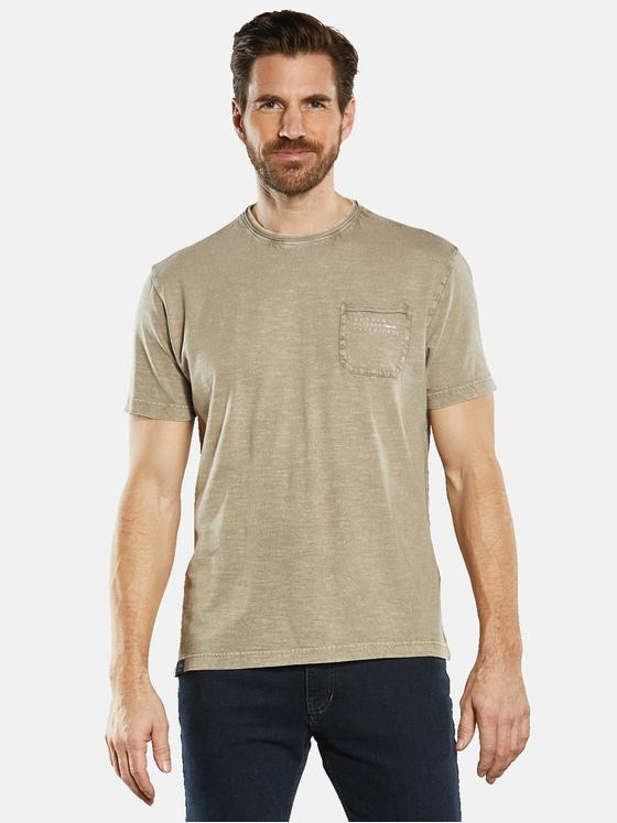 engbers Herren T-Shirt mit Leinenanteil Beige 34853