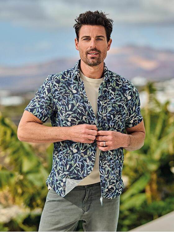 engbers Herren Kurzarm-Hemd gemustert Saphirblau 38514