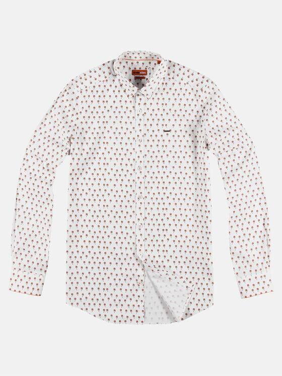 emilio adani Herren Sommerlich bedrucktes Langarmhemd Orange 29689