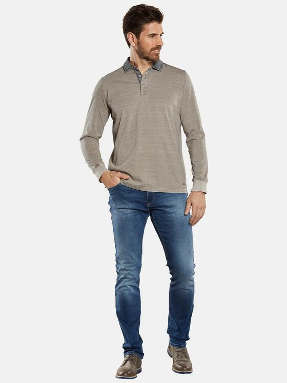 engbers Herren Polo-Shirt gestreift Beige 34338