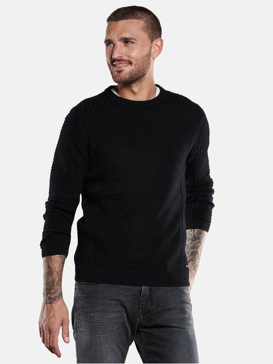 emilio adani Herren Pullover strukturiert Schwarz 33693