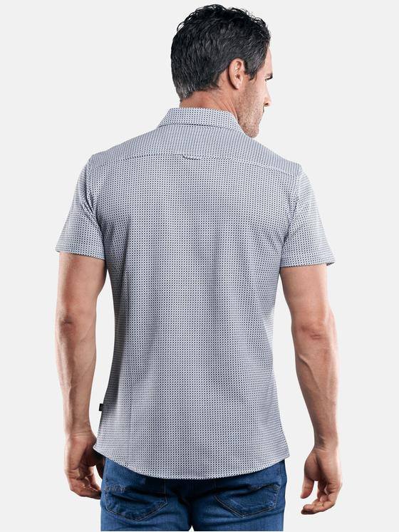 engbers Herren Baumwollhemd mit Minimal-Druck Mittelblau 29513