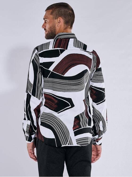 emilio adani Herren Langarm-Hemd gemustert Rot 38003