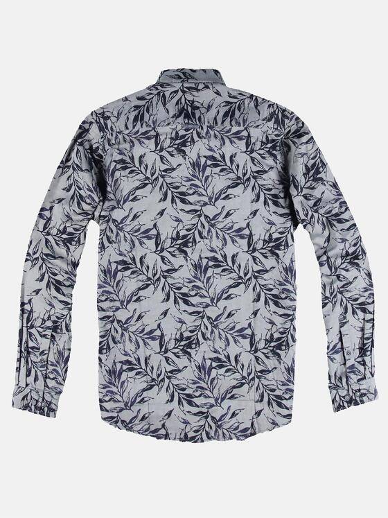emilio adani Herren Langarmhemd mit Floralprint Blau 30869