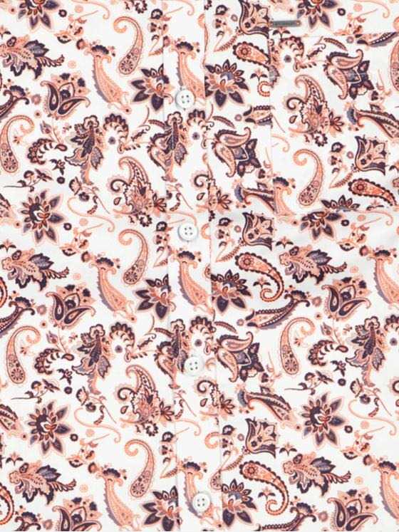 emilio adani Herren Langarm-Hemd mit Paisley-Print Orange 32639