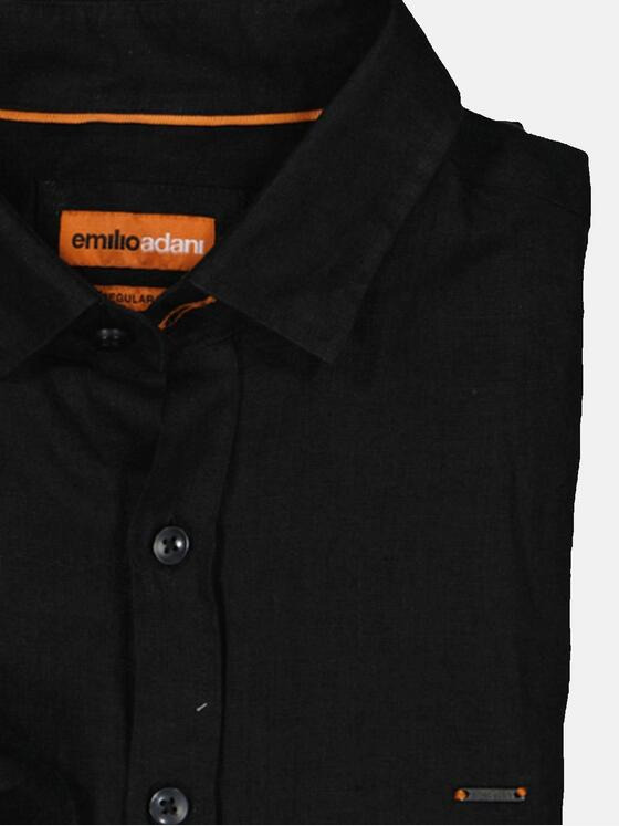 emilio adani Herren Hemd uni Schwarz 36604