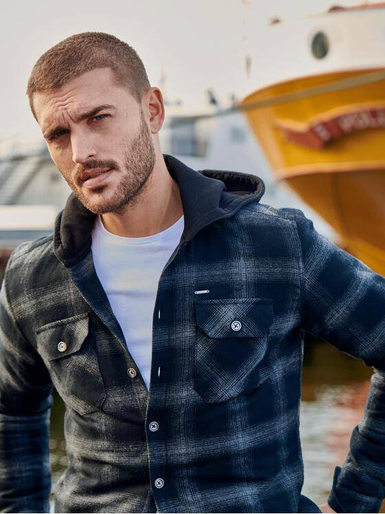 emilio adani Herren Overshirt im Karodesign Grau 31953