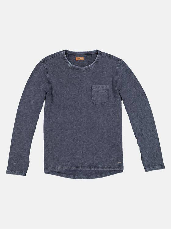 emilio adani Herren Langarm-Shirt mit feiner Struktur Blau 33421