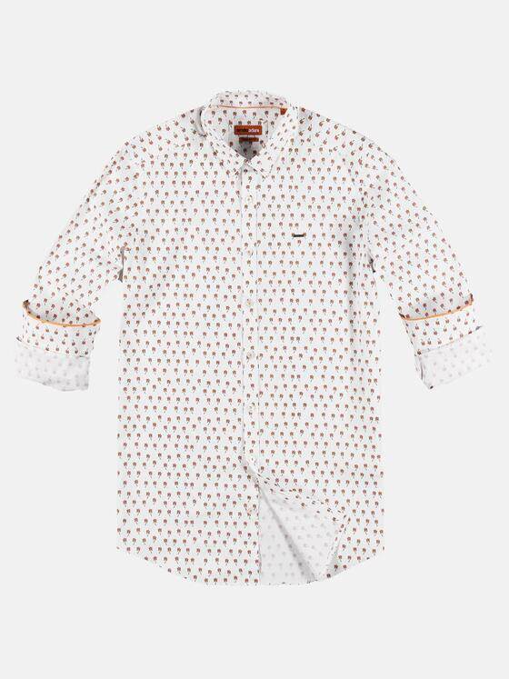 emilio adani Herren Sommerlich bedrucktes Langarmhemd Orange 29689