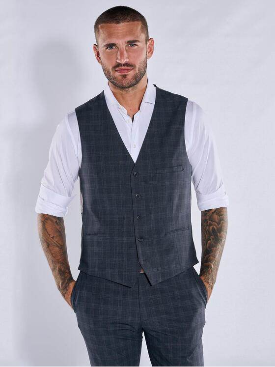 emilio adani Herren Sakko-Weste slim fit Blau 37654