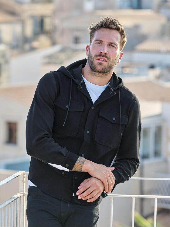 emilio adani Herren Sweatjacke mit Brusttaschen Schwarz 38027