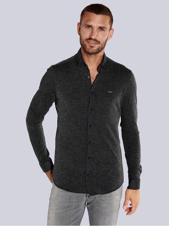 emilio adani Herren Hemd gemustert Schwarz 35552