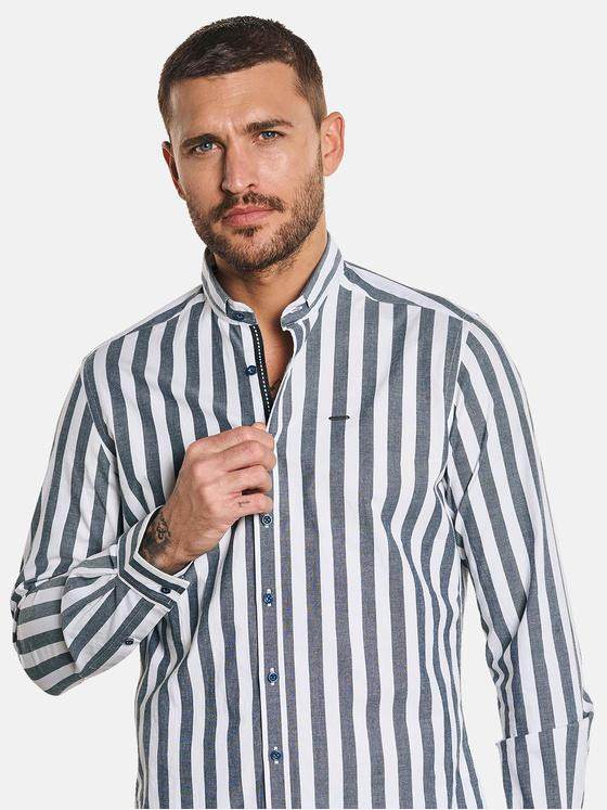 emilio adani Herren Langarm-Hemd gestreift Blau 32615