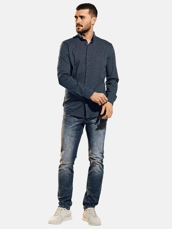 emilio adani Herren Jerseyhemd mit Minimalmuster Blau 30907