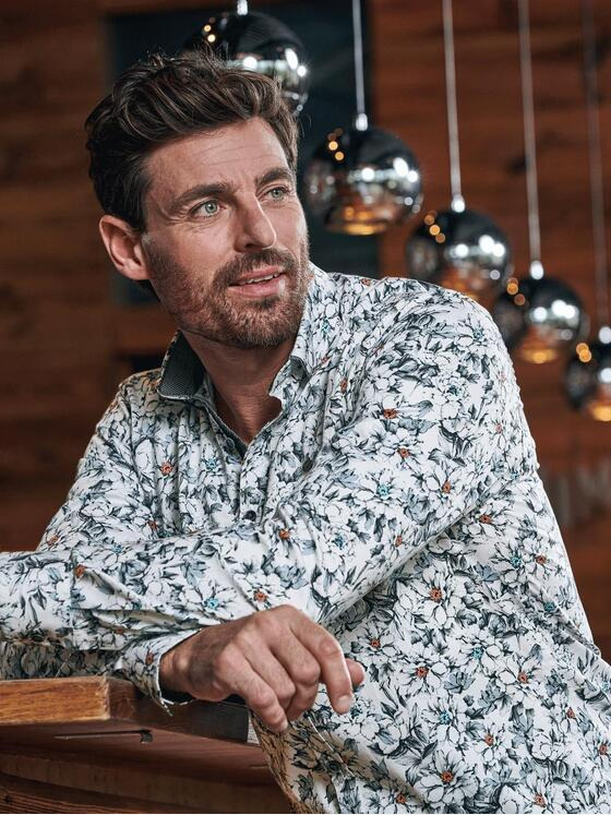 engbers Herren Langarm-Hemd All-Over-Print Anthrazit 32467